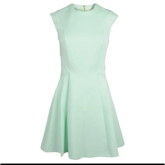 Ted Baker Size 4 US 10 Mint Green Skater Dress Scuba ASO Amal Clooney Round Neck - Picture 7 of 8